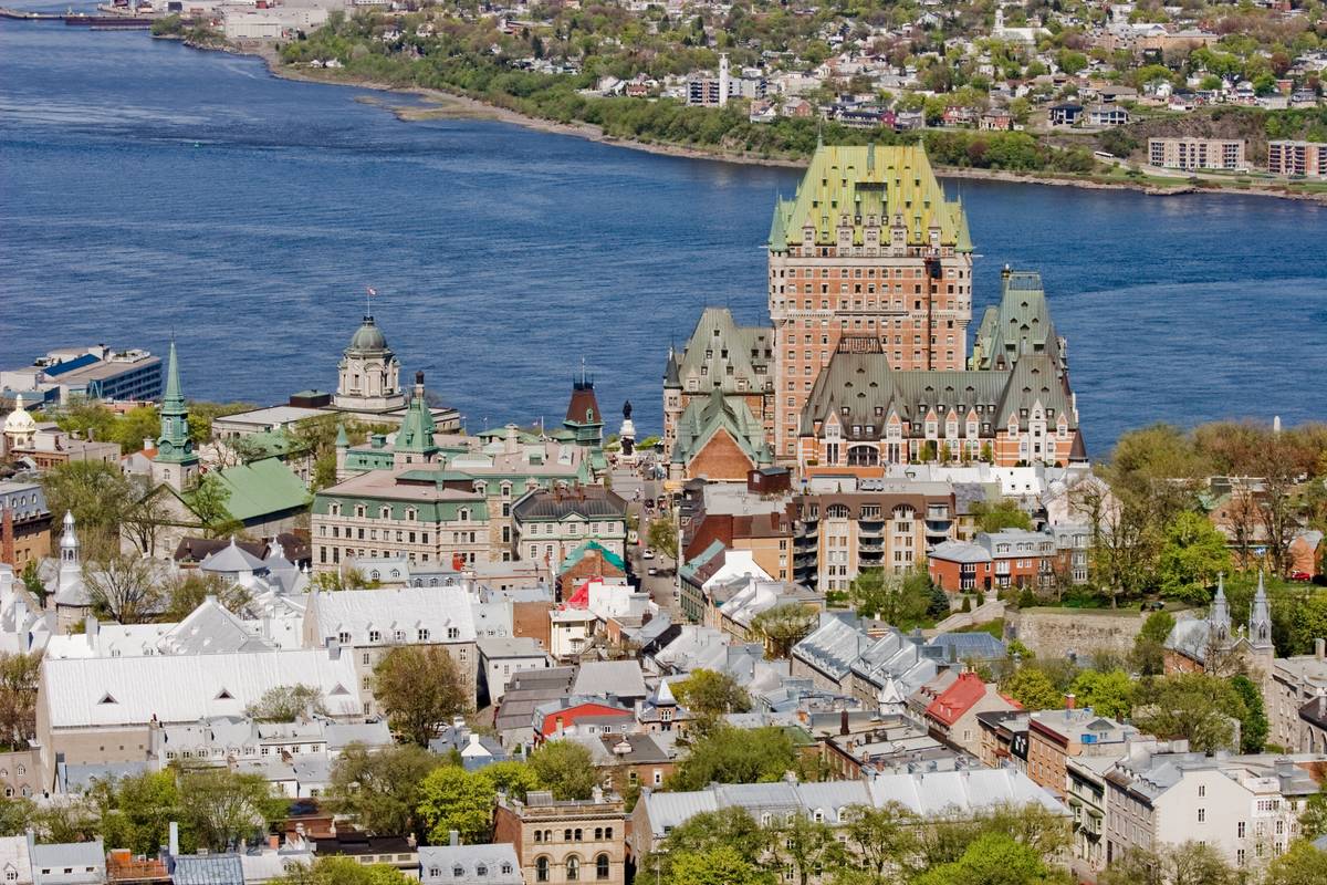 View of Old Quebec City, with Ch&acirc;teau Frontenac Hotel dominating the skyline