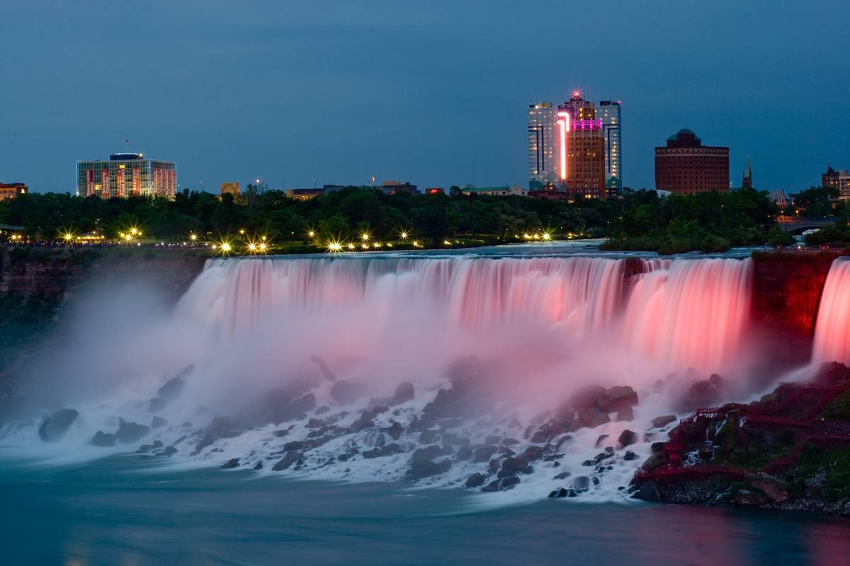 The American Falls at night