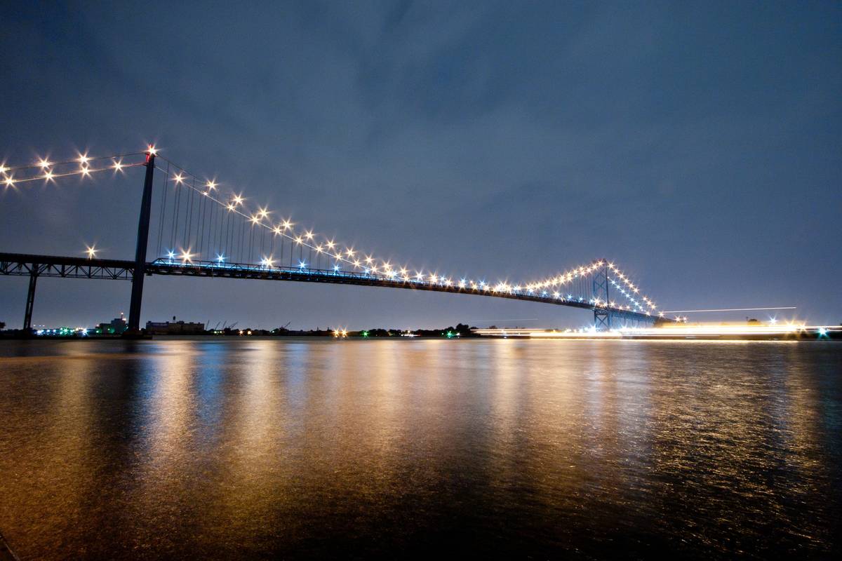 Ambassador Bridge at night