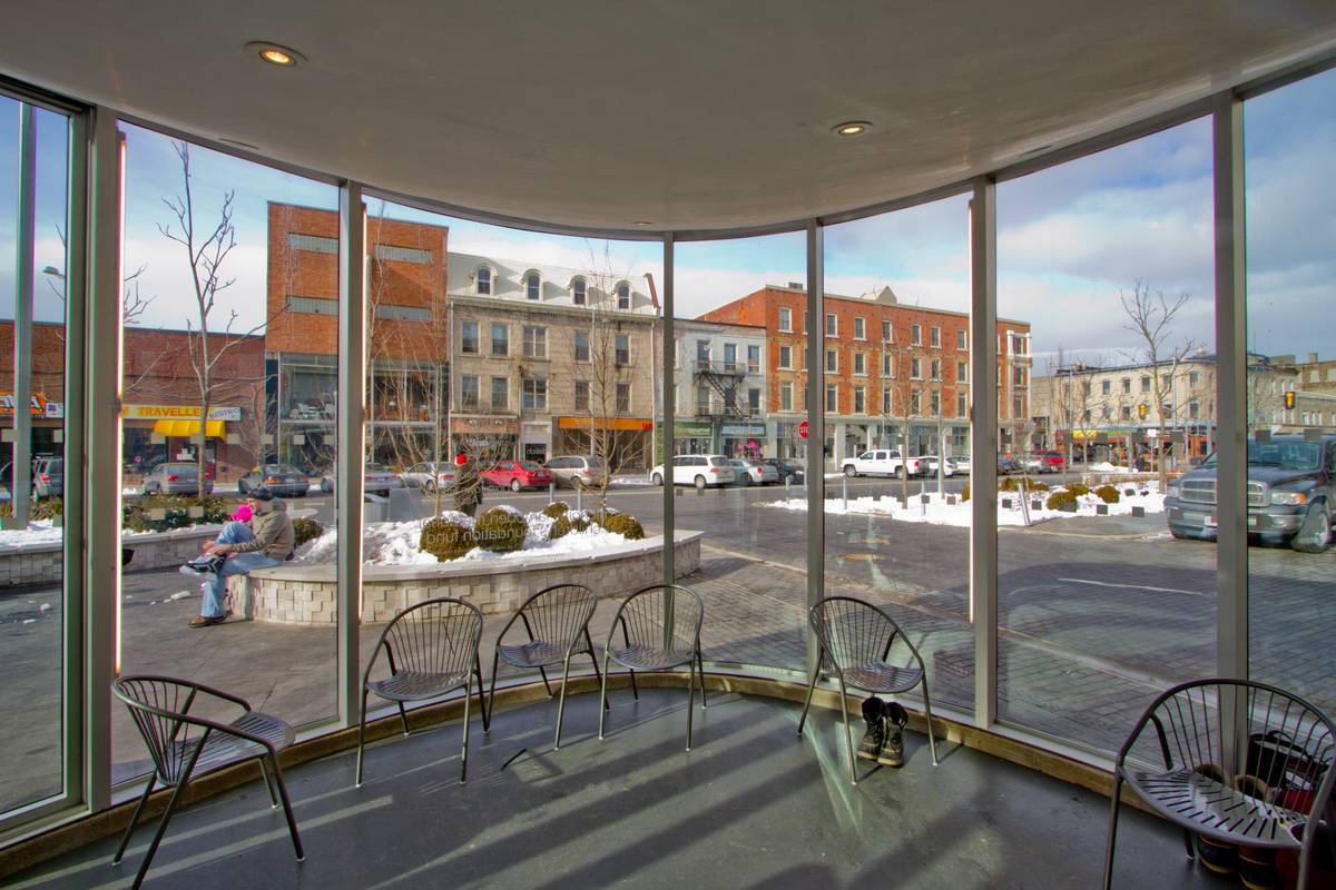 View of Carden Street shops from within the pavilion.