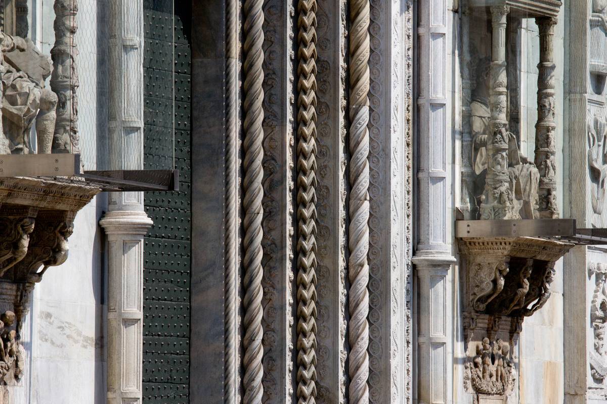 Detail on the facade of the cathedral.