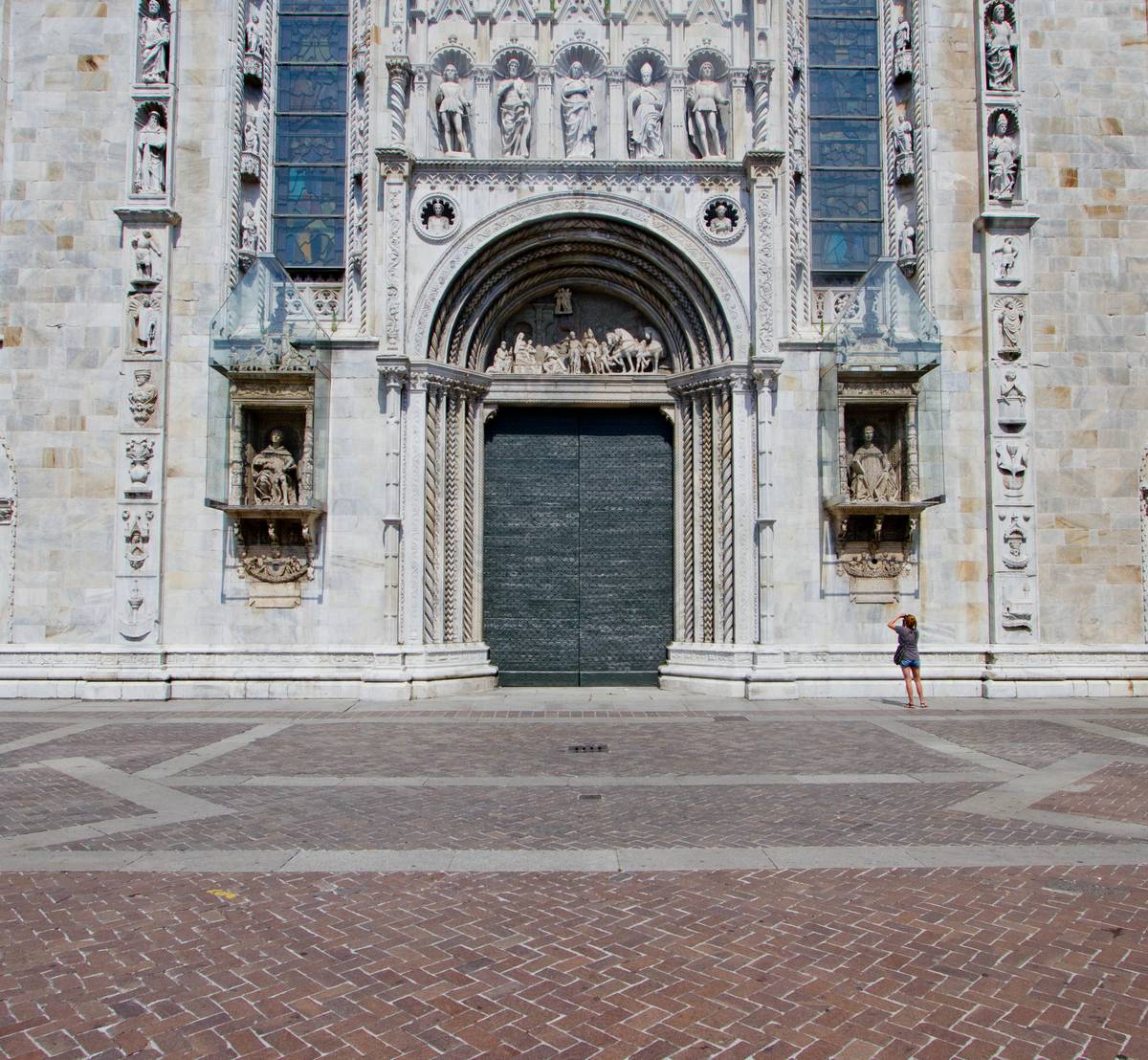 View of Duomo di Como (formally *Cattedrale di Santa Maria Assunta*) from Piazza Duomo.