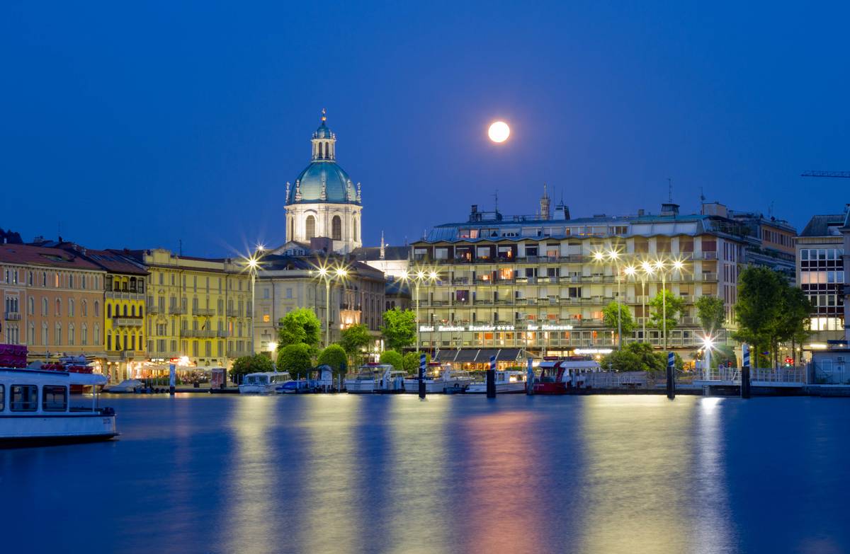 View of Como from the lake, with the dome of the *Duomo* topping out the cityscape.
