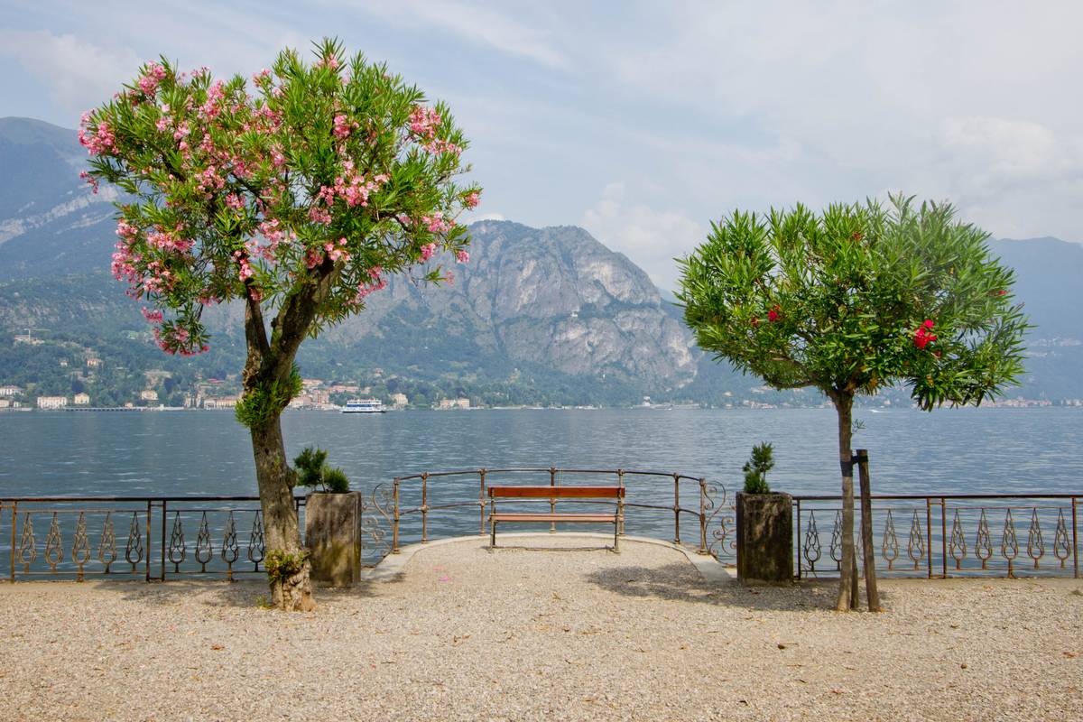 View of Lake Como, the Alps from Lido di Bellagio.