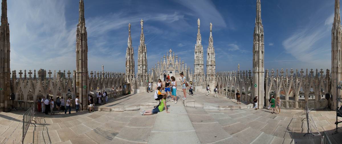 At the marble roof of the cathedral.