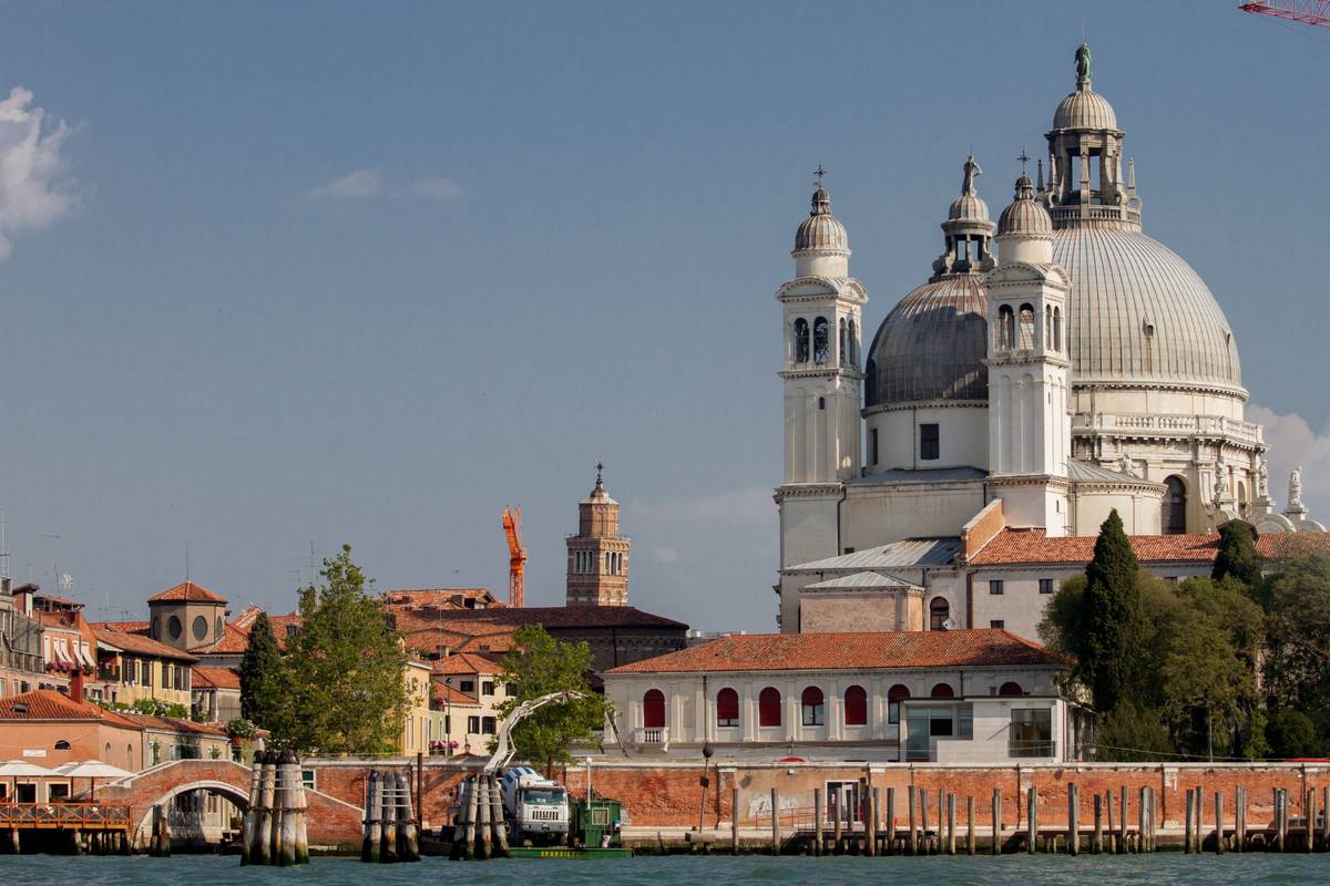 View of Basilica of St Mary of Health (*Basilica di Santa Maria della Salute*) from behind.