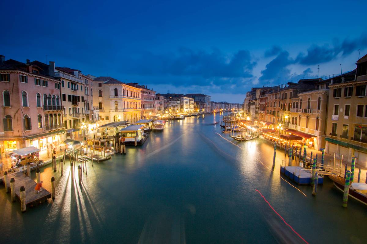 View of the Grand Canal from *Ponte di Rialto*.