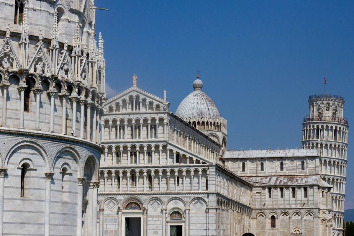 The baptistery, cathedral and bell tower seen together