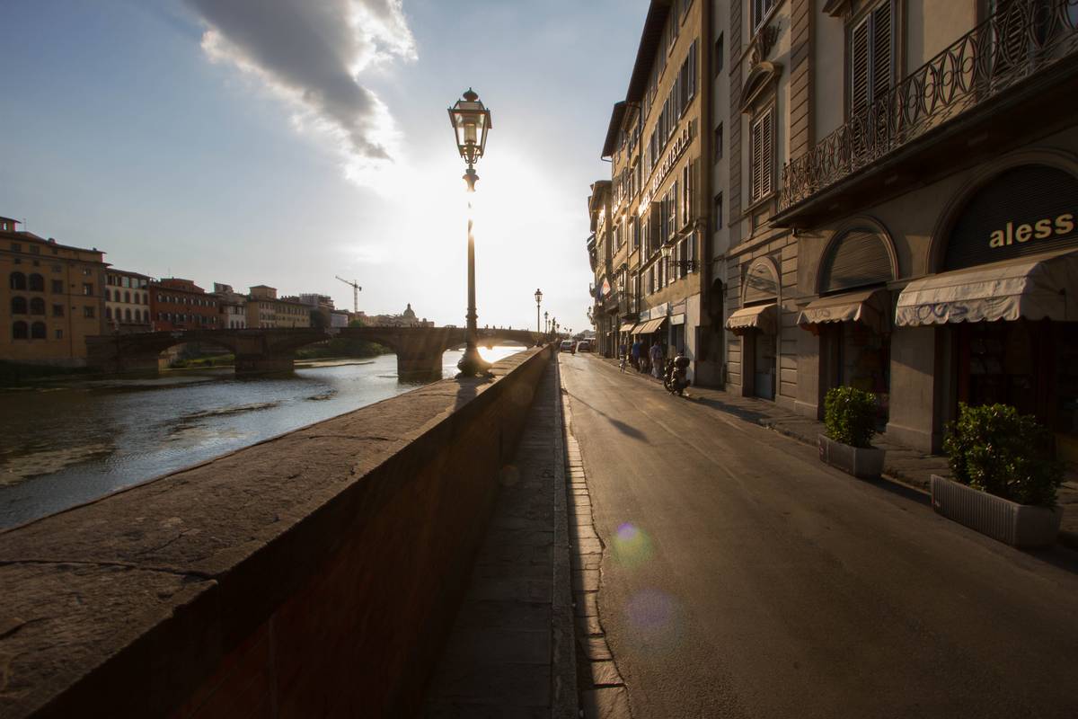 Looking down *Lungarno degli Acciaiuoli* on our way to *Ponte Vecchio*, the Old Bridge