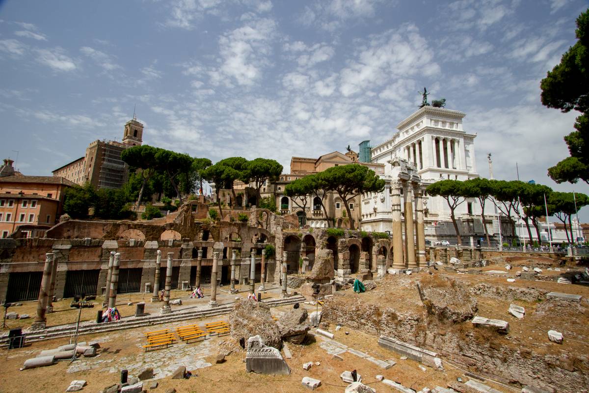 The Roman Forum with National Monument to Victor Emmanuel II visible in the background to the right