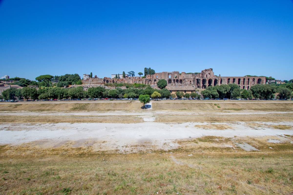 Remains of Domus Severiana at the edge of the Palatine Hill next to the Circo Massimo, a chariot racing stadium