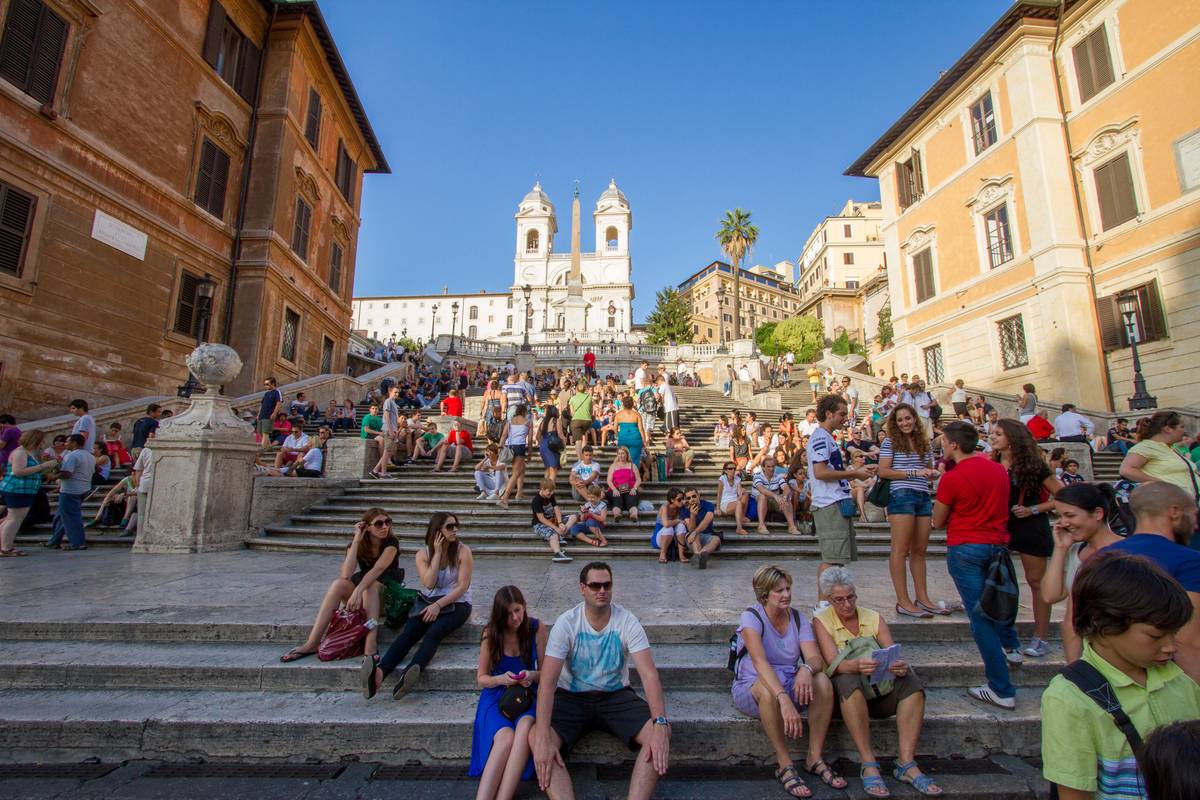 The Spanish Steps, a popular spot for sitting around in Rome