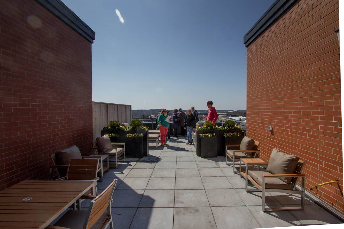 Outdoor patio of the Gummer Building residences