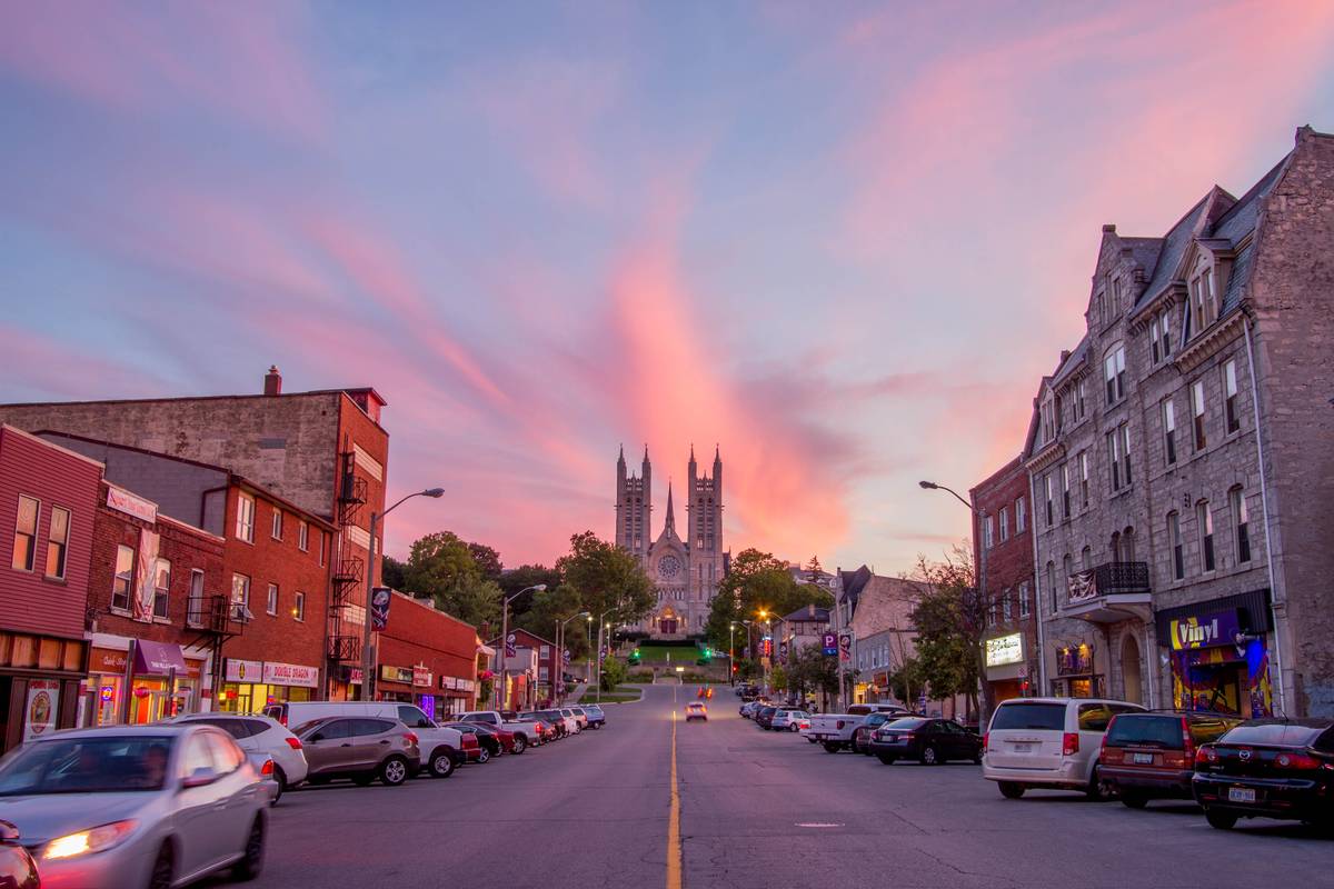 Looking down Macdonnell Street towards Church of Our Lady