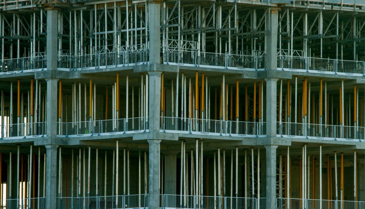 Construction scaffolding on a building site