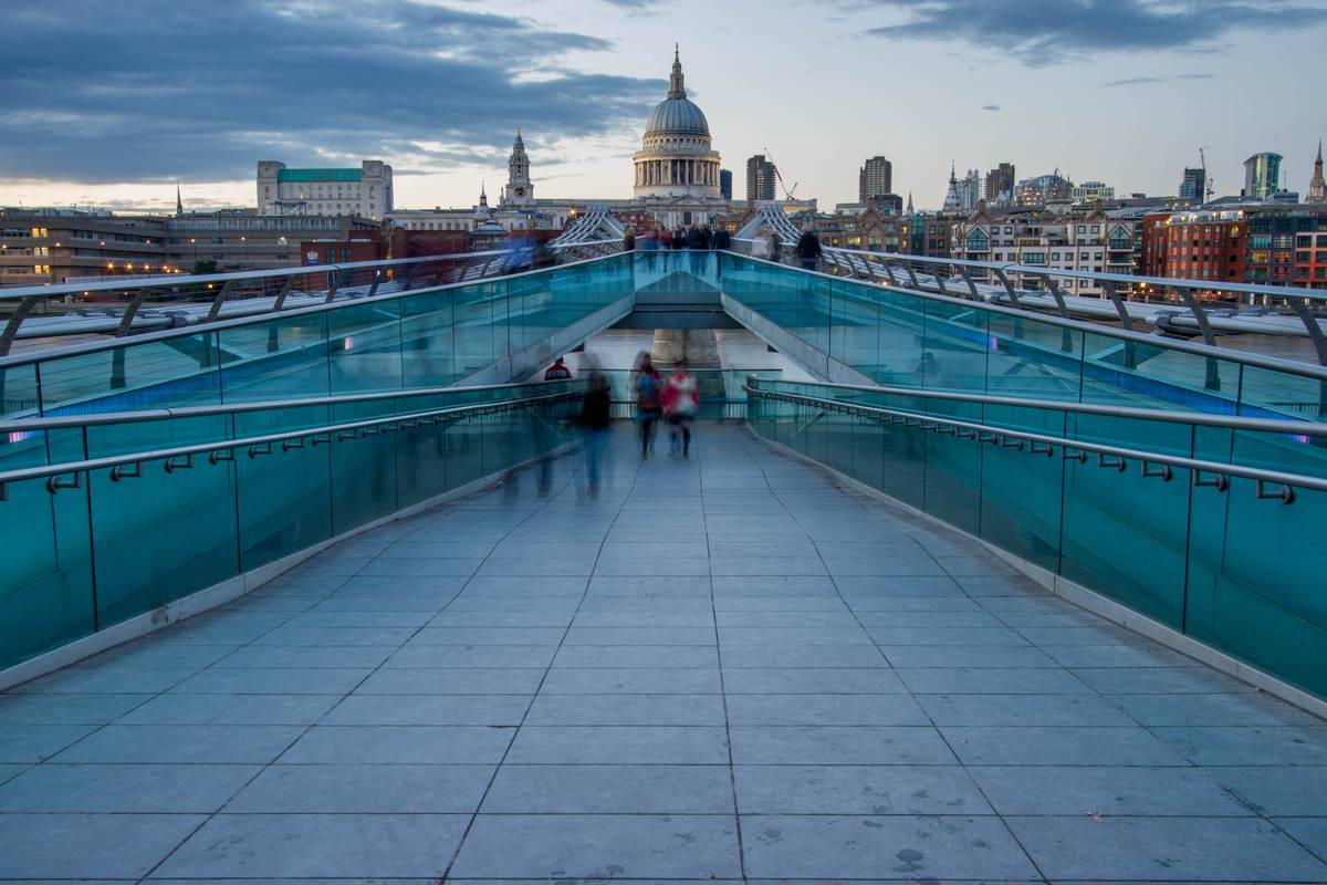 The Millennium Bridge with the dome of St. Paul's Cathedral in view