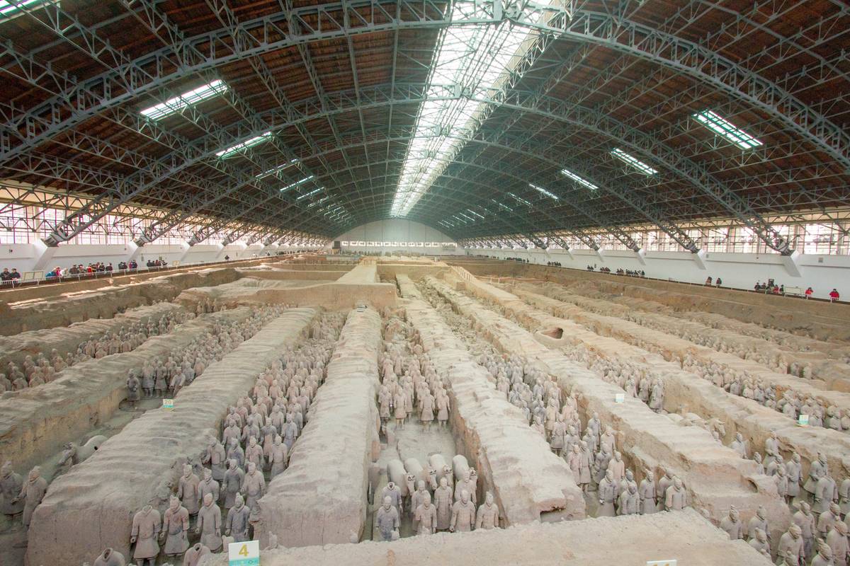The main [Terracotta Army](https://en.wikipedia.org/wiki/Terracotta_Army) pit, containing the main infantry army.