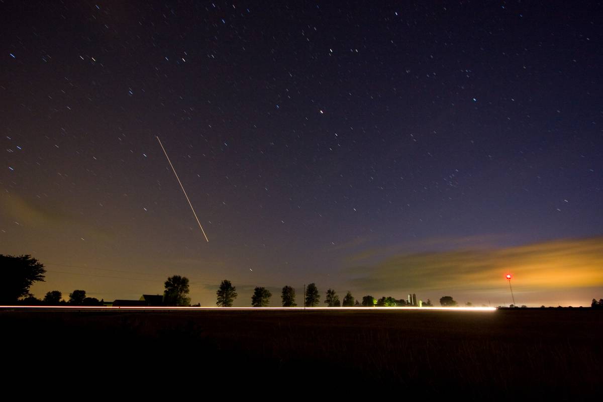 A meteor caught burning up in the atmosphere