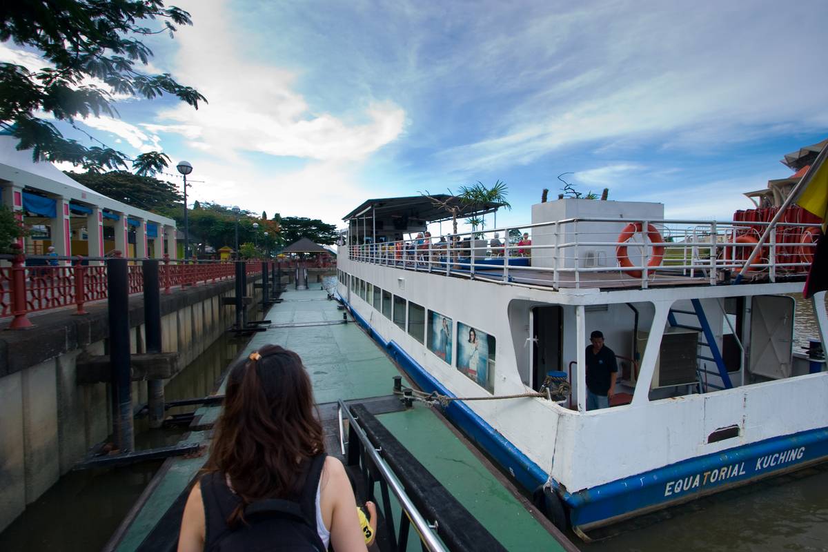 Boarding the river cruise ship.