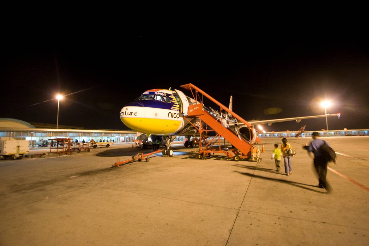A plane on taxi lane on the Low Cost Carrier Terminal in Kuala Lumpur International Airport