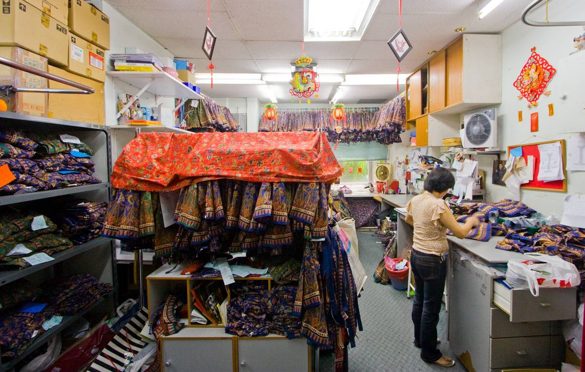 View of a Singapore Airlines stweardess&rsquo; uniform workshop