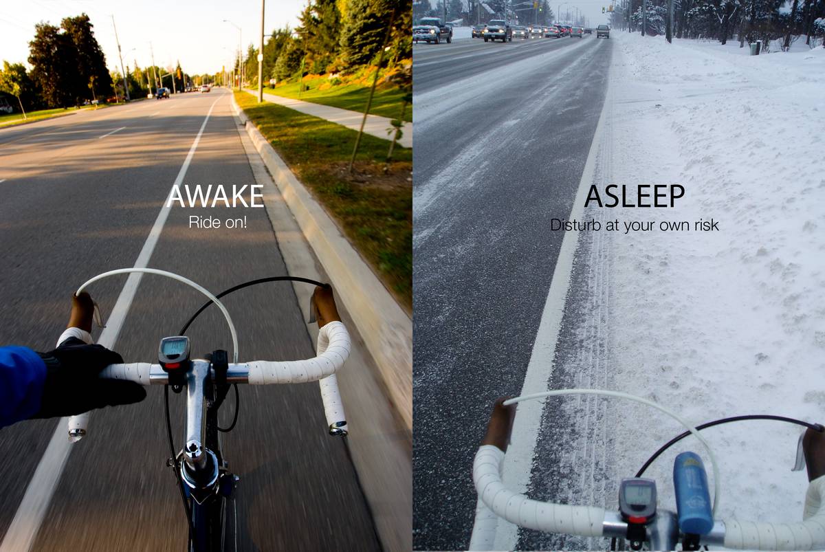 Comparison between bicycle lanes in the summer and in the winter