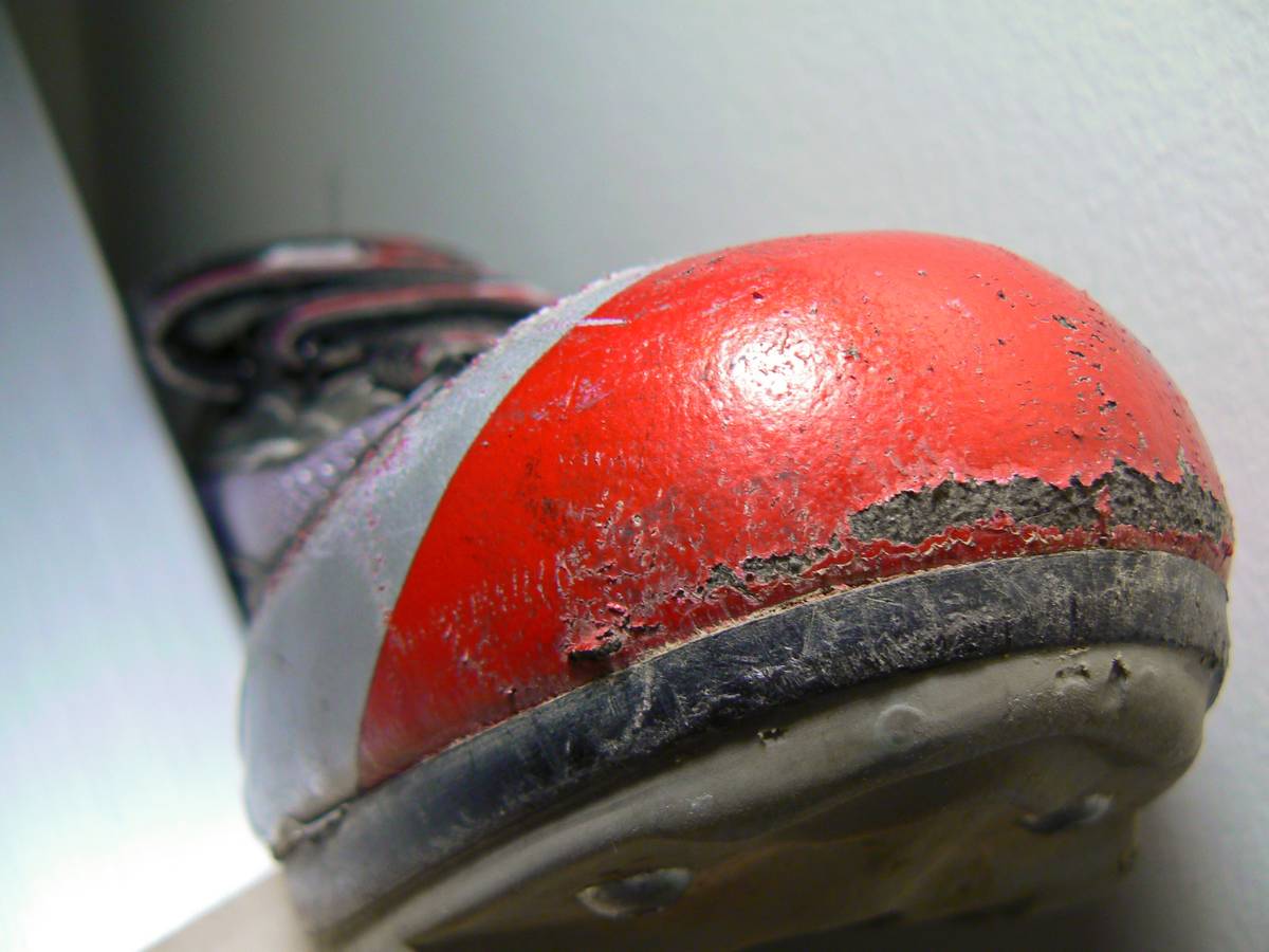 A lot of tear around the tip edge of the shoes