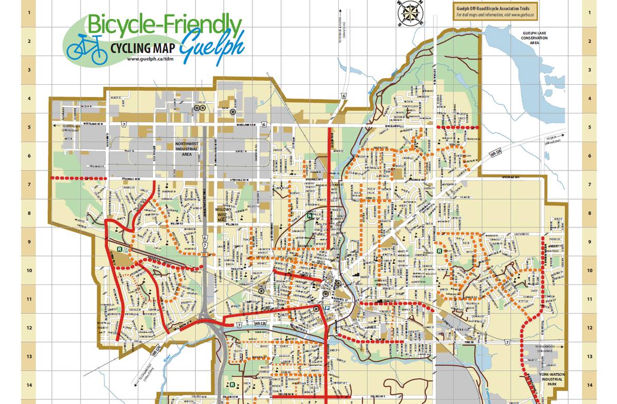 Preview of Guelph's bicycle-friendly map
