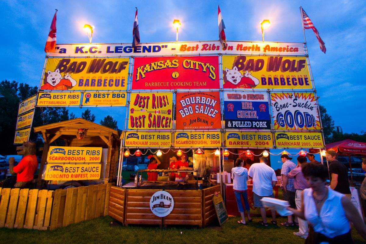 The Bad Wolf booth at twilight