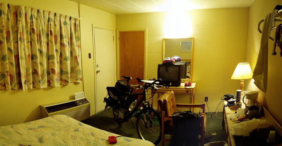 The motel room in Niagara Falls where the bike and I rested