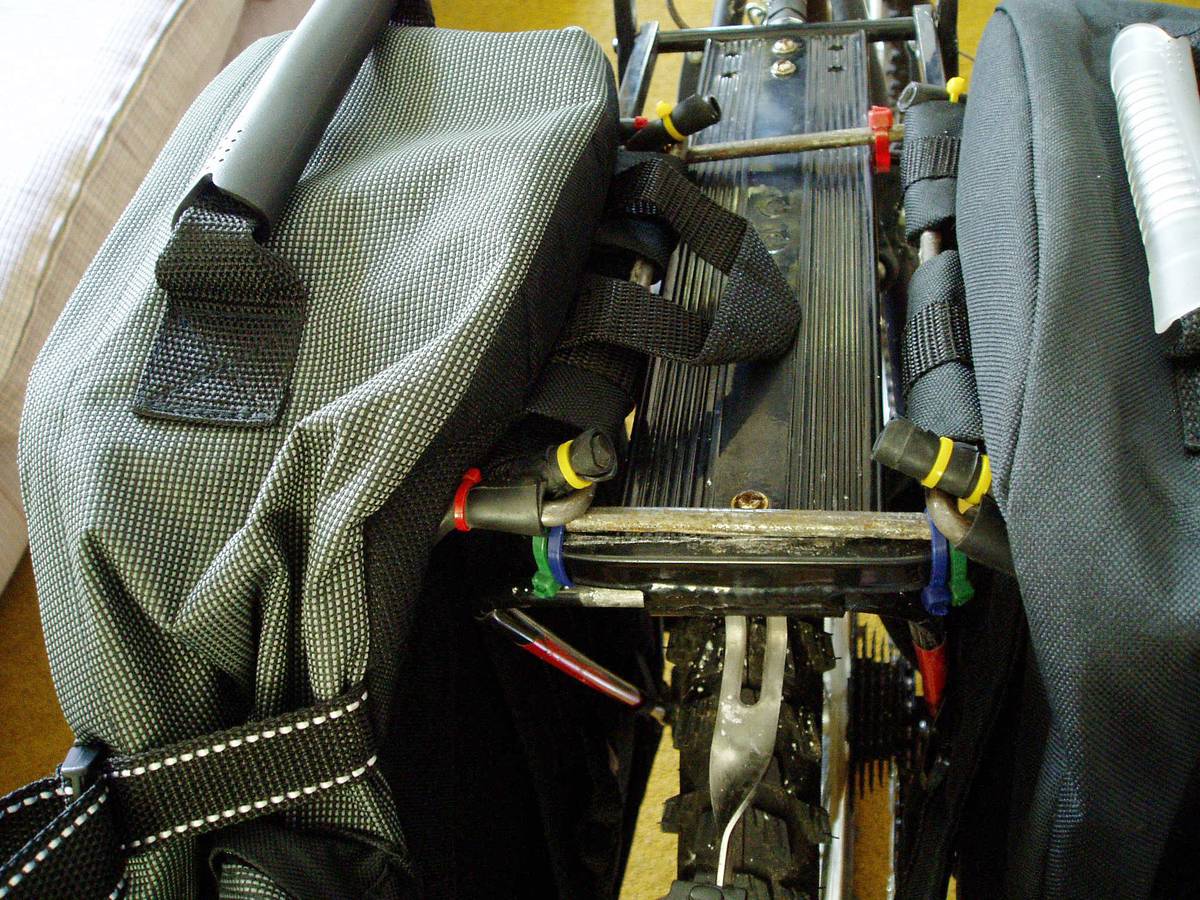 **Figure 2** Straps get squeezed between the grippers and the rack to create a secure hold on the bag