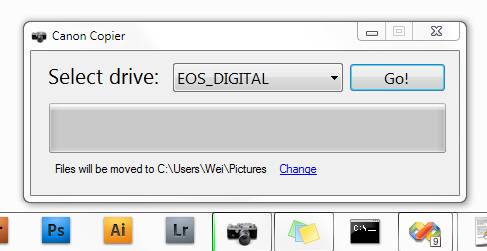 Screenshot of a tool I developed to copy files from a Canon camera to a location in the computer