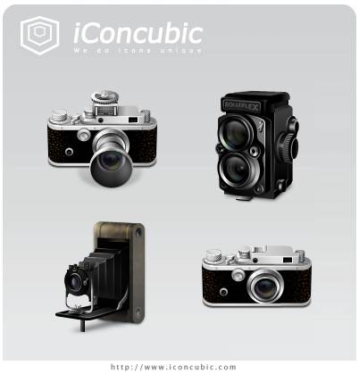 Some classic cameras as icon format developed by iConcubic