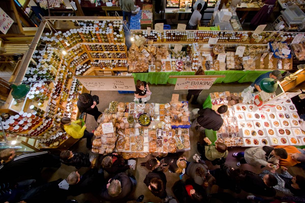 One of the larger vendors selling baking goods and a large variety of homemade jams.