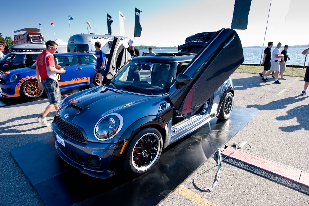 MINI Oakville's entry, sporting uber powerful audio system, undercarriage neon lights and of course, scissor doors - and the winner.