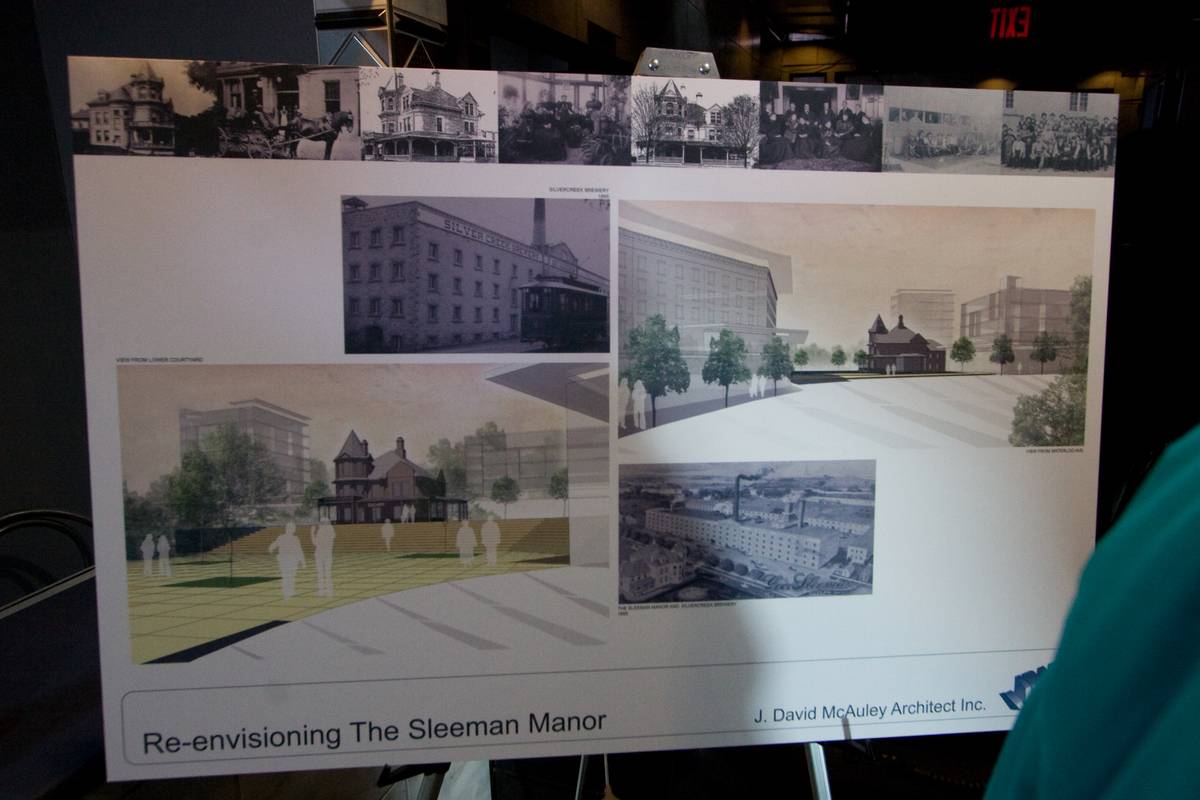Plans to revive the area around the Sleeman House greeted visitors at the entrance.