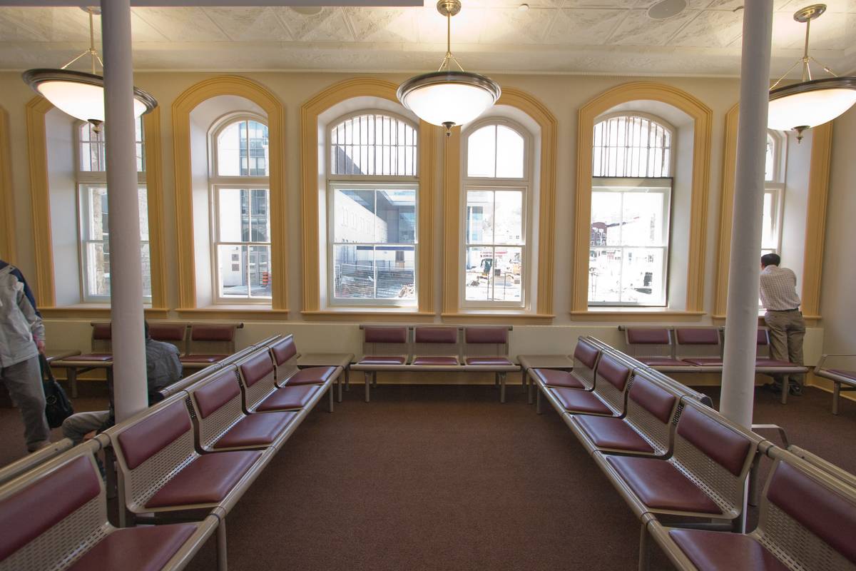 A waiting area in the Provincial Court House.